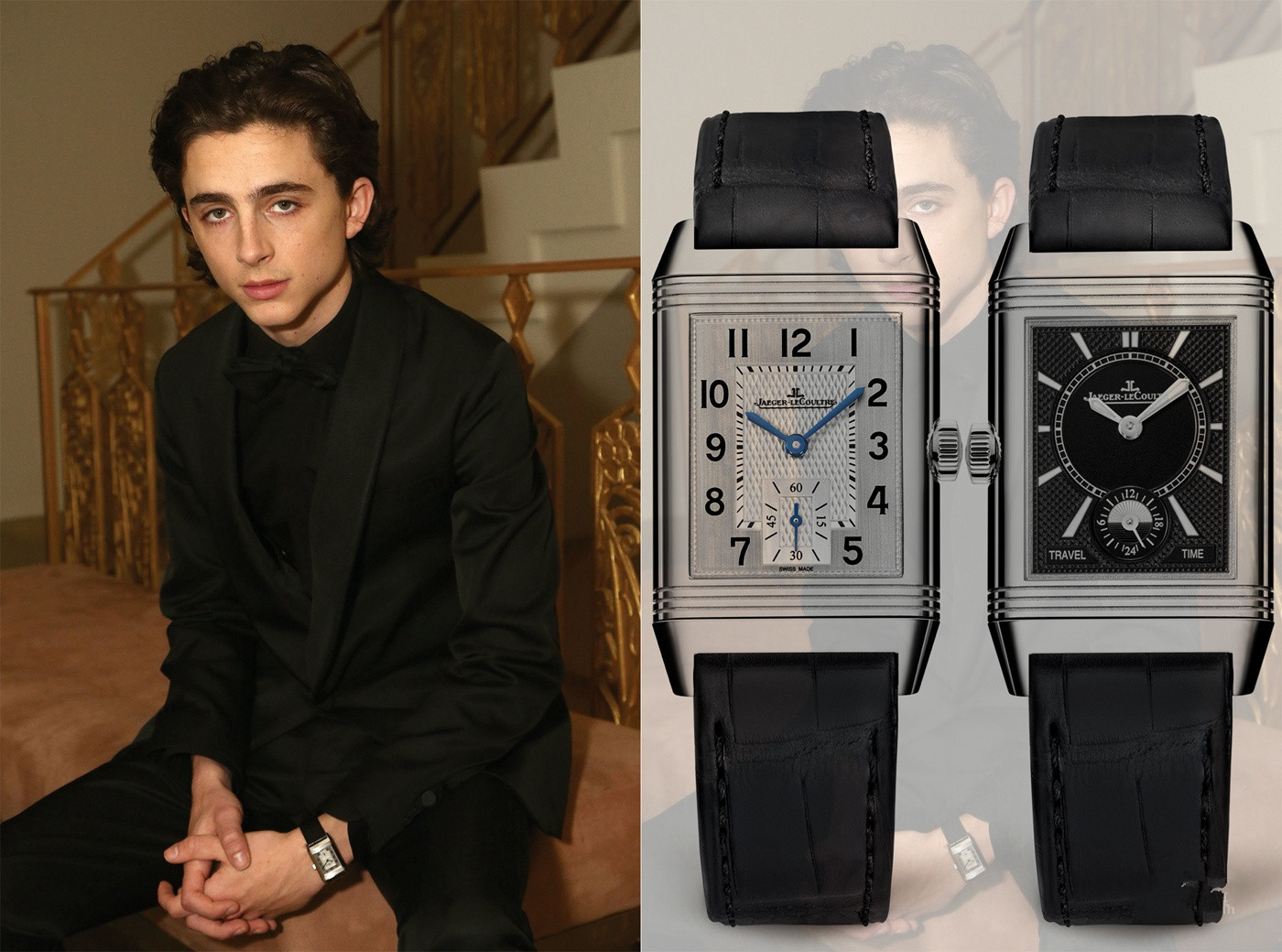 Jaeger-LeCoultre Reverso Classic Medium Duoface Small Second Replica Watches With Steel Cases UK Appearing In The 75th Golden Globe Awards Ceremony