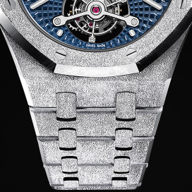 The 18k white gold fake watches have blue dials.